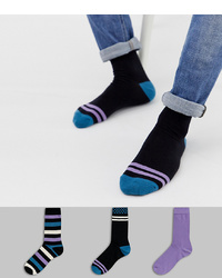ASOS DESIGN Ankle Socks In Stripes And Chequerboard 3 Pack