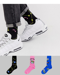 ASOS DESIGN Ankle Socks With Space Snail Design 3 Pack