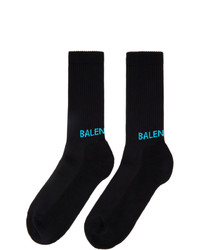 Balenciaga Black And Blue Back Logo Socks