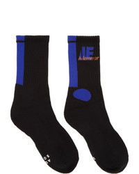 Ader Error Black And Blue Colorblock Socks