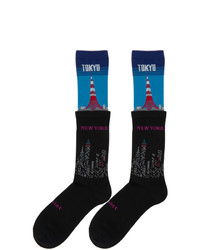 Doublet Black And Blue Time Layered Socks