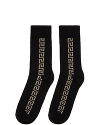 Versace Black And Gold Greca Socks