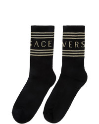 Versace Black And Gold Logo Socks