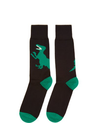 Ps By Paul Smith Black And Green Big Dino Socks