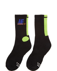 Ader Error Black And Green Colorblock Socks