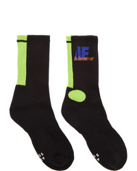Ader Error Black And Green Colorblock Socks