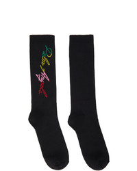 Palm Angels Black And Multicolor Miami Logo Socks