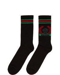 Versace Black And Red Medusa Laurel Socks