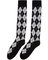 Thom Browne Black Argyle Intarsia Over The Calf Socks