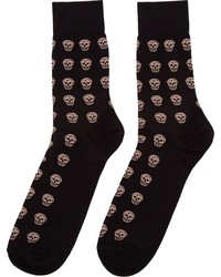 Alexander McQueen Black Beige Skull Motif Socks