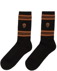 Alexander McQueen Black Brown Stripe Skull Socks