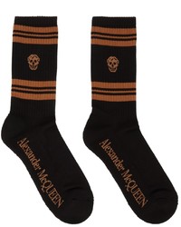 Alexander McQueen Black Brown Stripe Skull Socks