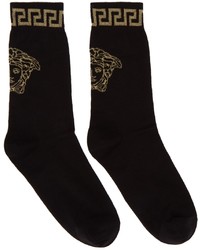 Versace Black Gold Medusa Greca Socks