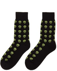 Alexander McQueen Black Green Skull Socks