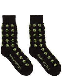 Alexander McQueen Black Green Skull Socks
