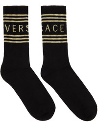 Versace Black Off White 1990s Logo Socks