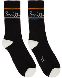 Paul Smith Four Pack Black Logo Stripe Socks