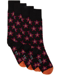 Paul Smith Four Pack Black Red Stars Socks