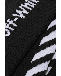 Off-White Intarsia Cotton Blend Socks Black