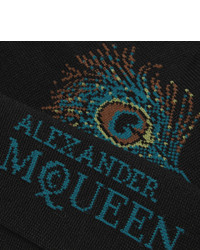 Alexander McQueen Peacock Feather Intarsia Stretch Cotton Blend Socks