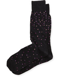 Punto Floral Print Soft Knit Socks Black