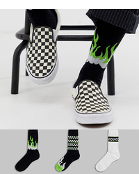 ASOS DESIGN Sports Socks With Neon Flames 3 Pack