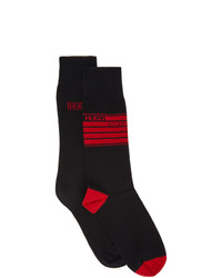 Hugo Two Pack Black And Red 1993 Logo Socks