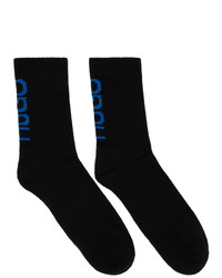 Hugo Two Pack Black And White Rib Logo Socks