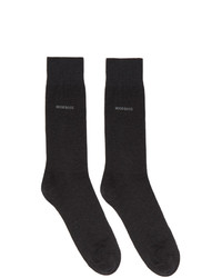 BOSS Two Pack Grey All Over Logo Mismatched Socks
