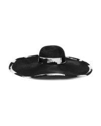 Black Print Straw Hat