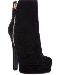 Black Print Suede Ankle Boots