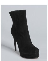 Pour La Victoire Black Suede Bardot Platform Ankle Boots