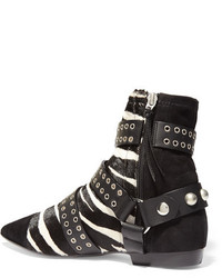 Isabel Marant Rolling Zebra Print Calf Hair Suede And Leather Ankle Boots Zebra Print