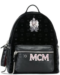 MCM Logo Print Patched Backpack