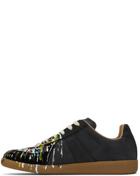 Maison Margiela Black Multicolor Paint Drop Replica Sneakers