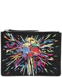 Giuseppe Zanotti Design Embellished Printed Suede Pouch