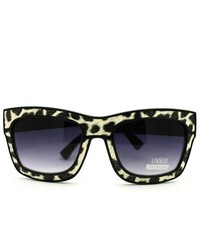 106Shades Glitter Animal Print Thick Plastic Heavy Rim Sunglasses Black