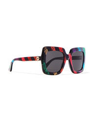 Gucci Square Frame Glittered Acetate Sunglasses