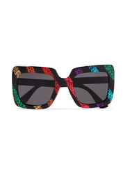 Gucci Square Frame Glittered Acetate Sunglasses