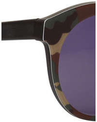 Illesteva Whitechapel Camouflage Round Frame Matte Acetate Sunglasses