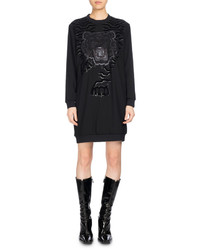 Kenzo Long Sleeve Graphic Sweaterdress Black