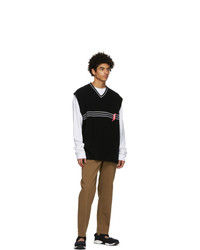 Marni Black Wool Striped Vest