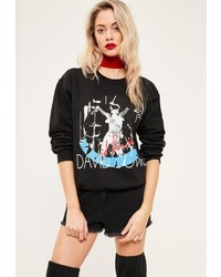 Missguided Black David Bowie Graphic Sweatshirt