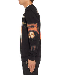 Givenchy Cuban Fit Distressed Printed Fleece Back Cotton Jersey Sweatshirt