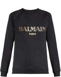 Balmain Logo Print Cotton Jersey Sweatshirt