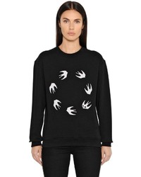 McQ by Alexander McQueen Swallow Print Cotton Jersey Sweatshirt