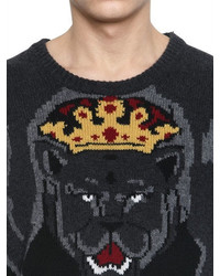 Dolce & Gabbana Pantera Intarsia Wool Knit Sweater