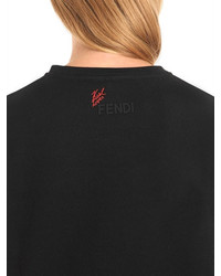 Fendi Printed Cotton Jersey Cropped Sweatshirt