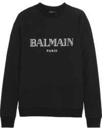 Balmain Printed Cotton Jersey Sweatshirt Black