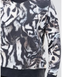 Paul Smith Ps By Sweatshirt With All Over Tiger Print In Regular Fit Black